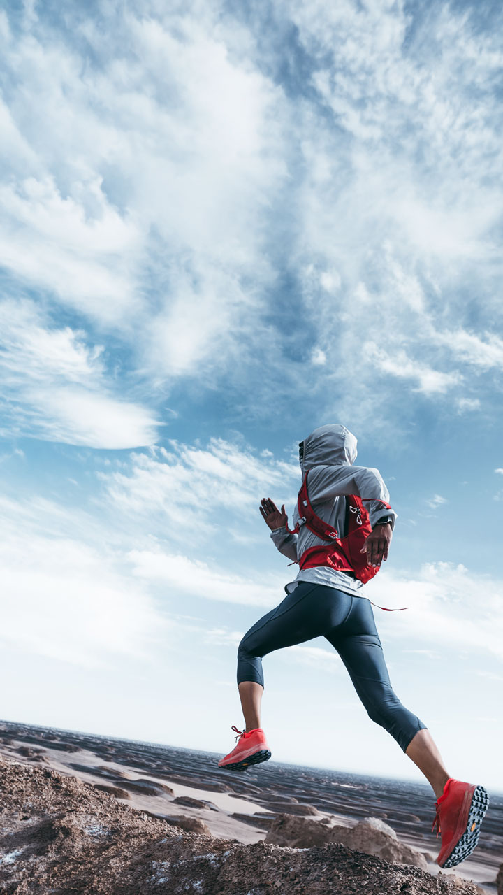 person running in desert